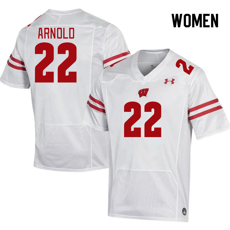 Women #22 Jace Arnold Winsconsin Badgers College Football Jerseys Stitched Sale-White